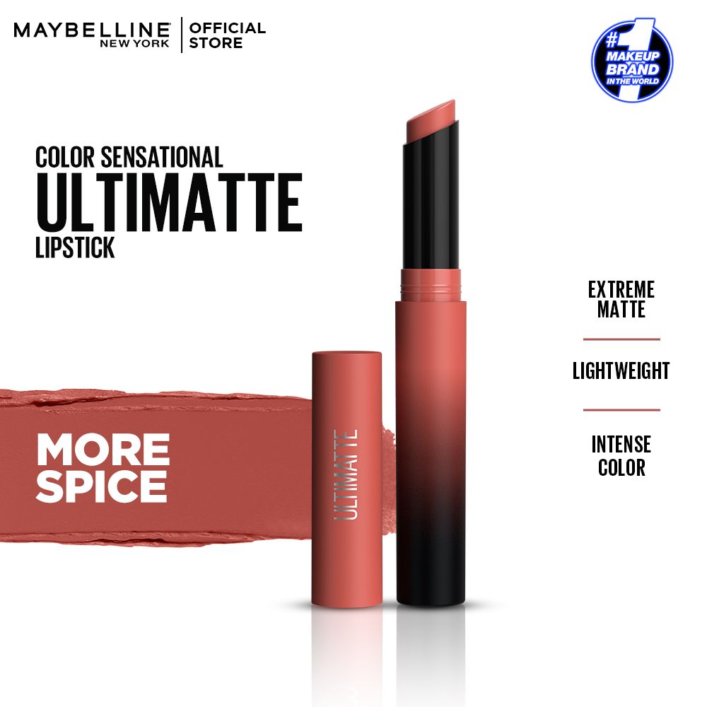 Maybelline New York Color Sensational Ultimate Matte Lipstick, 1299 More Spice