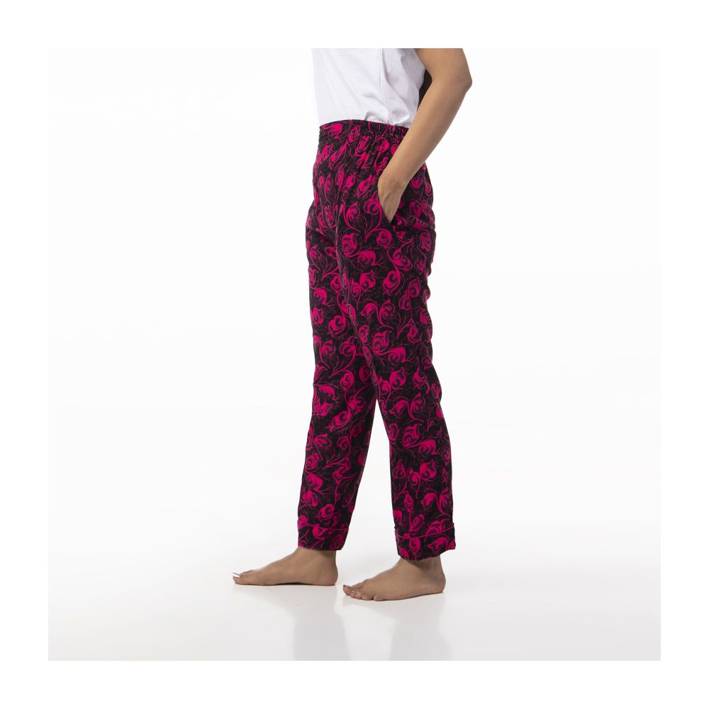 Basix Women's Linen Pajama, Black/Pink Flower, 106