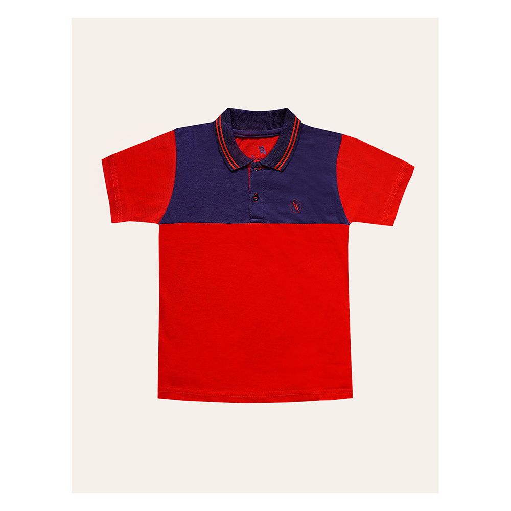 IXAMPLE Boys Fashion Polo, Red & Navy, IXSBTS 54056