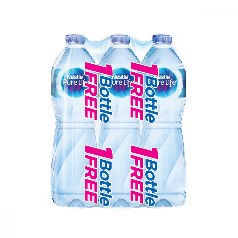 Nestle Pure Life Drinking Water, 1.5 Litres, 6 Piece Carton,  - Limited Time Offer (5+1)