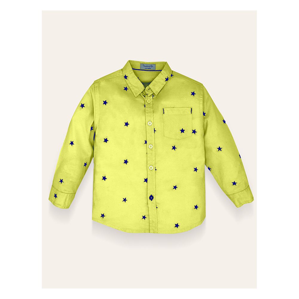 IXAMPLE Boys Star Embroidered Shirt, Yellow, IXBST 56017