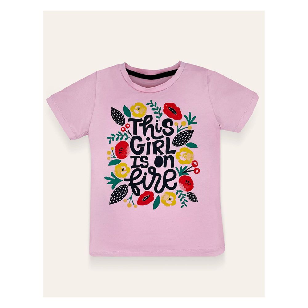 IXAMPLE Girl Is On Fire Pink Tee, IXSBTS 64014