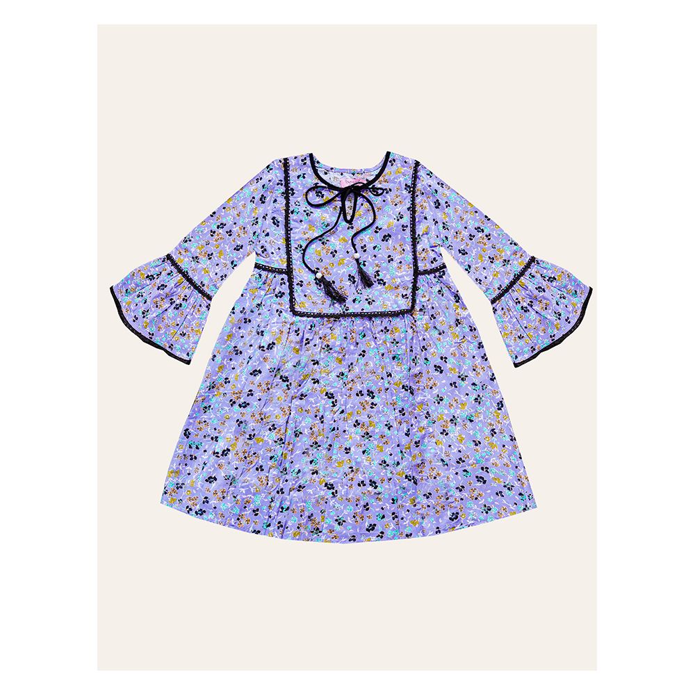 IXAMPLE Girls Floral Kurti, Violet, IXGET 79013