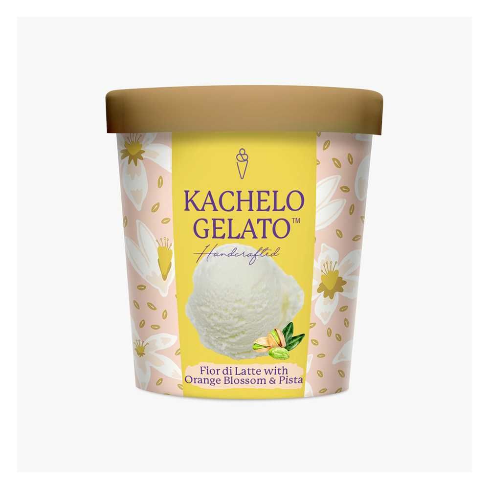 Kachelo's Gelato Fior Di Latte With Orange Blossom & Pista Ice Cream, 280g