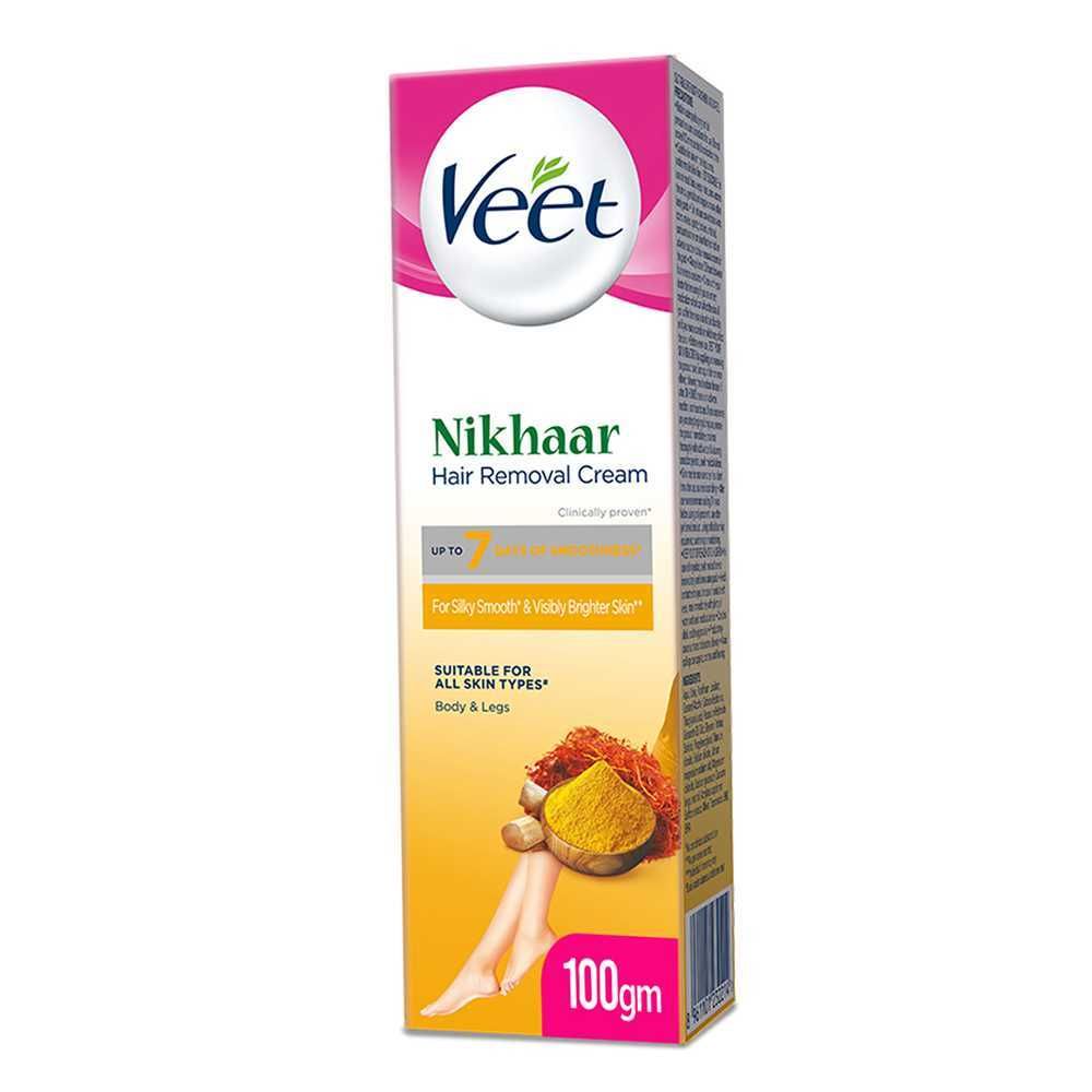 Veet Nikhaar Hair Removal Cream, Half Arms, Turmeric & Saffron, All Skin Types, 100g