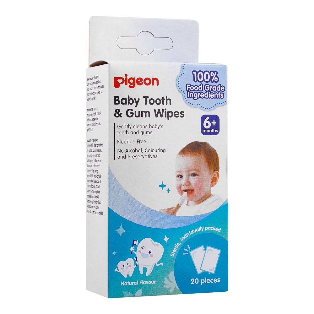 Pigeon Natural Baby Tooth & Gum Wipes, For 6+ Months Age, 20-Pack, H78290-1