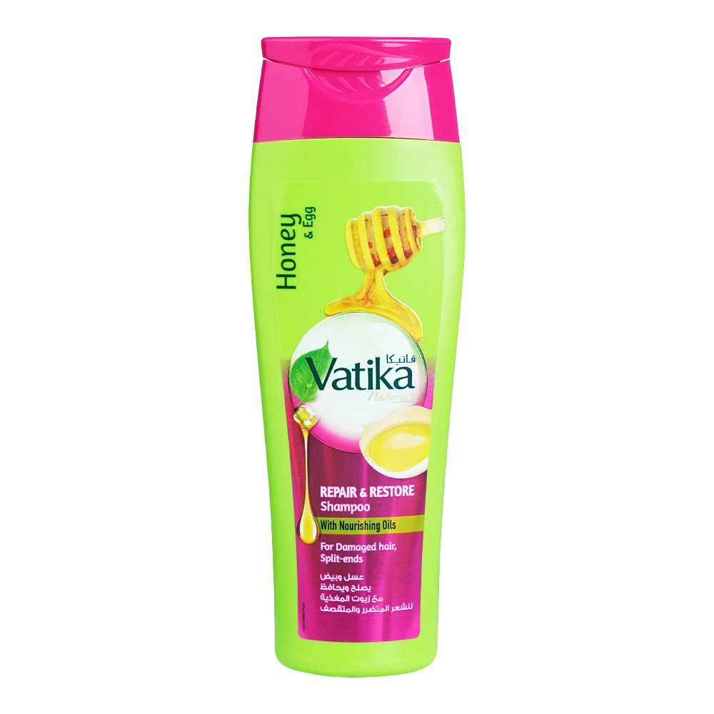 Dabur Vatika Naturals Honey & Egg Repair & Restore Shampoo, For Damaged Hair & Split Ends, 185ml