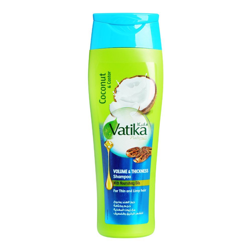 Dabur Vatika Naturals Coconut & Castor Volume And Thickness Shampoo, For Thin & Limp Hair, 185ml
