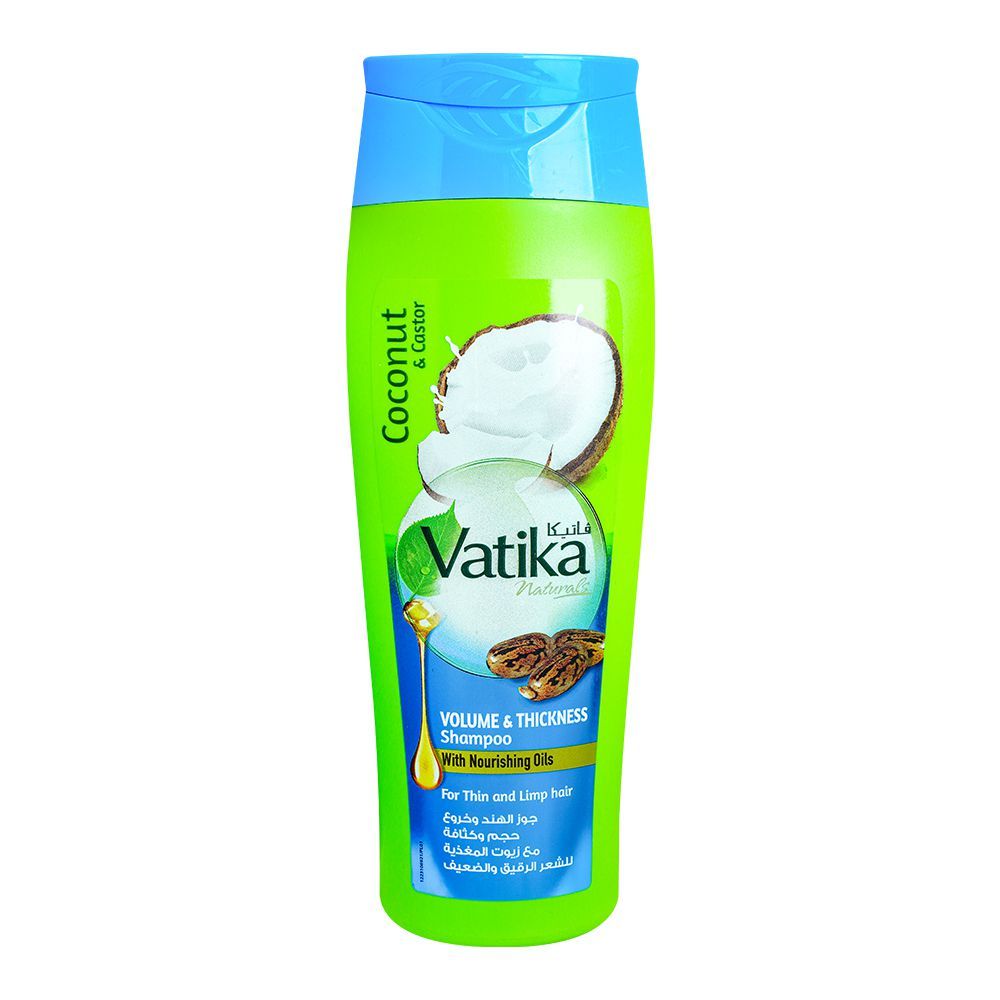 Dabur Vatika Naturals Coconut & Castor Volume & Thickness Shampoo, For Thin & Limp Hair, 360ml