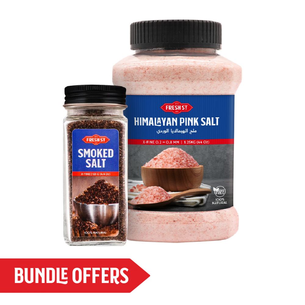 Fresh Street Himalayan Pink Salt + X-Fine Smoked Salt, 1.25kg Each, Bundle Offer