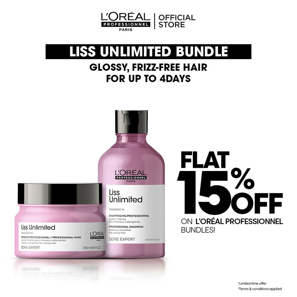 L'Oreal Professionnel Liss Unlimited 300ml Shampoo & 250ml Mask, Bundle Offer