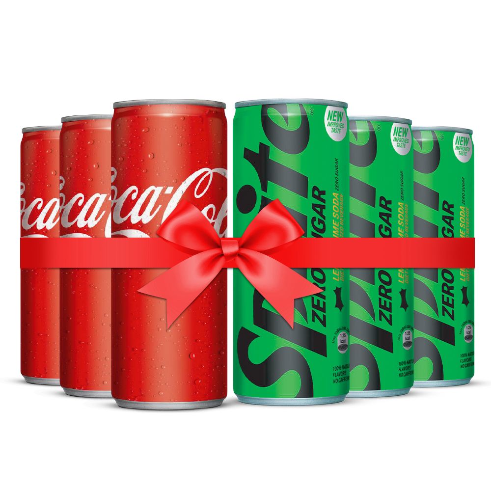 Coca Cola & Sprite Zero Sugar 250ml (Local) Can, 3-Pack each, Bundle Offer