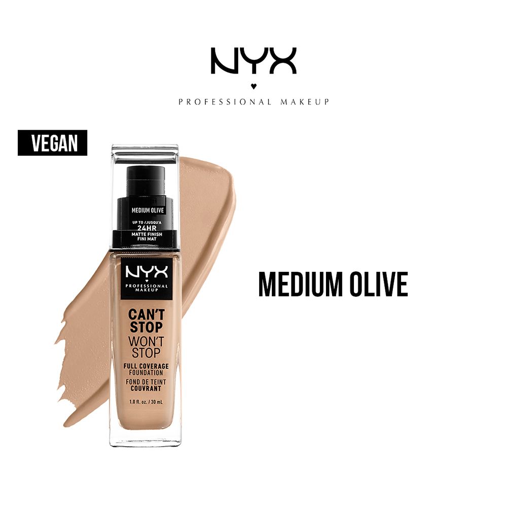 NYX Can't Stop Won't Stop 24HR Full Coverage Foundation, Medium Olive