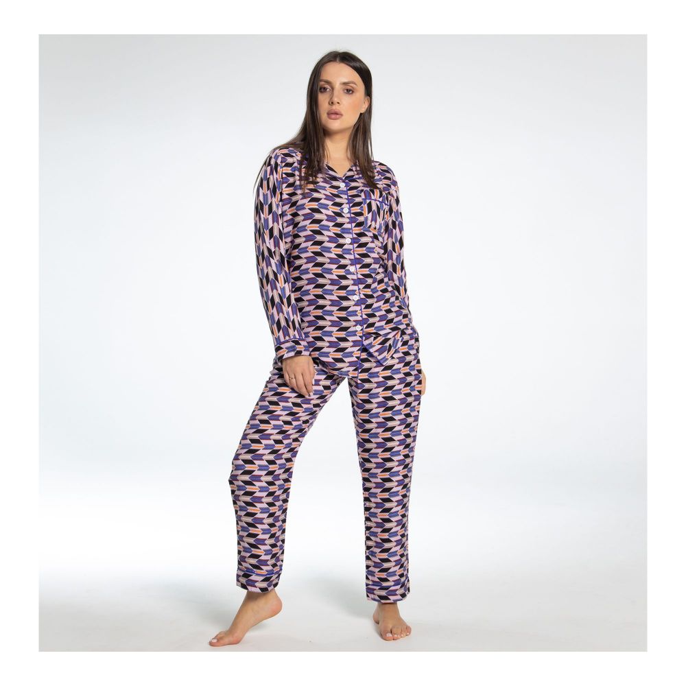 Basix Women's Loungewear, 4 Piece Set, Multi-Color Abstract, 506