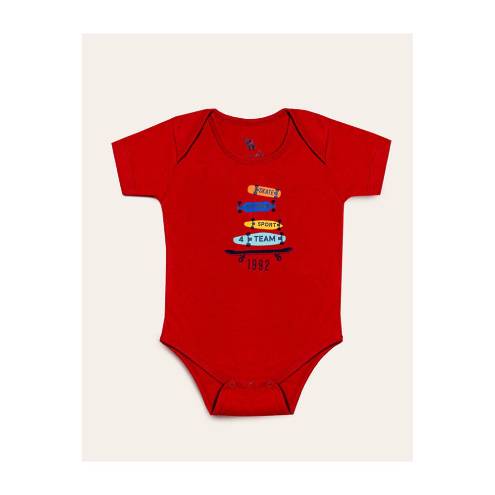 IXAMPLE Boys Baby Red Short Sleeve Body Suit