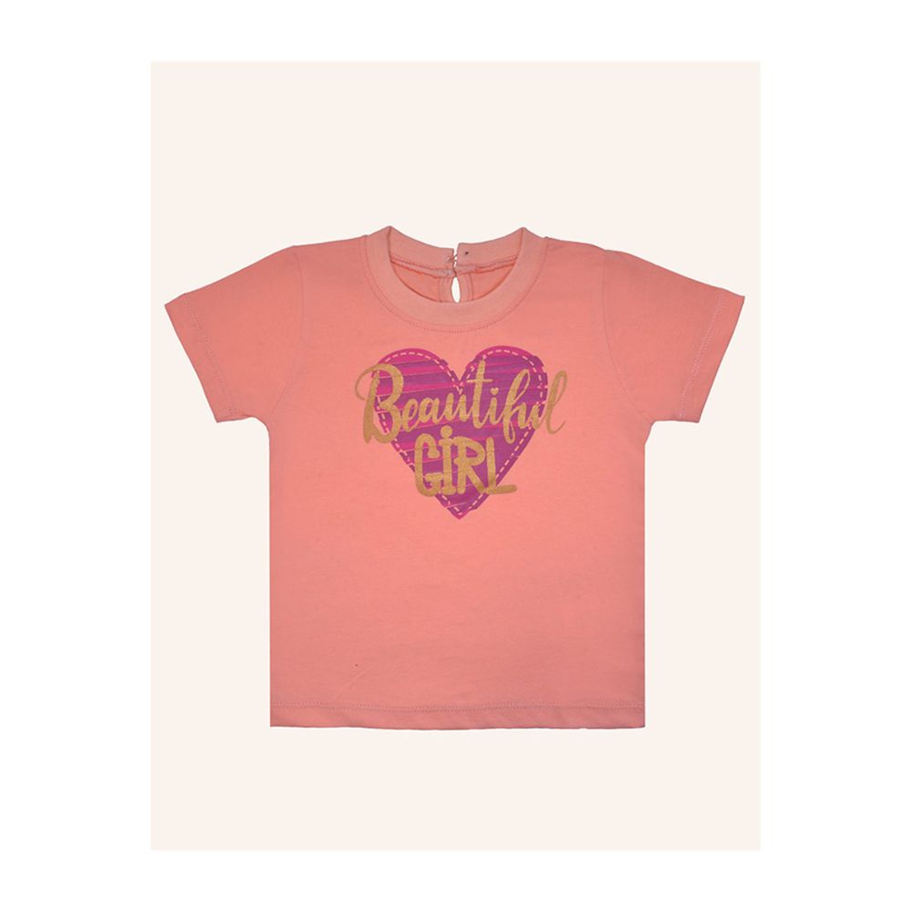 IXAMPLE Girls Peach Beautiful Girl Tee