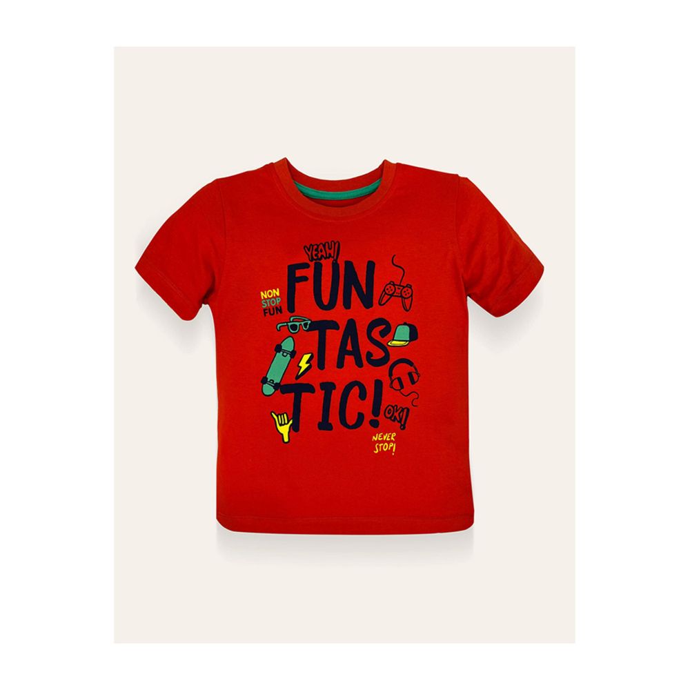 IXAMPLE Boys Coral Red Coral Red Fantastic Tee