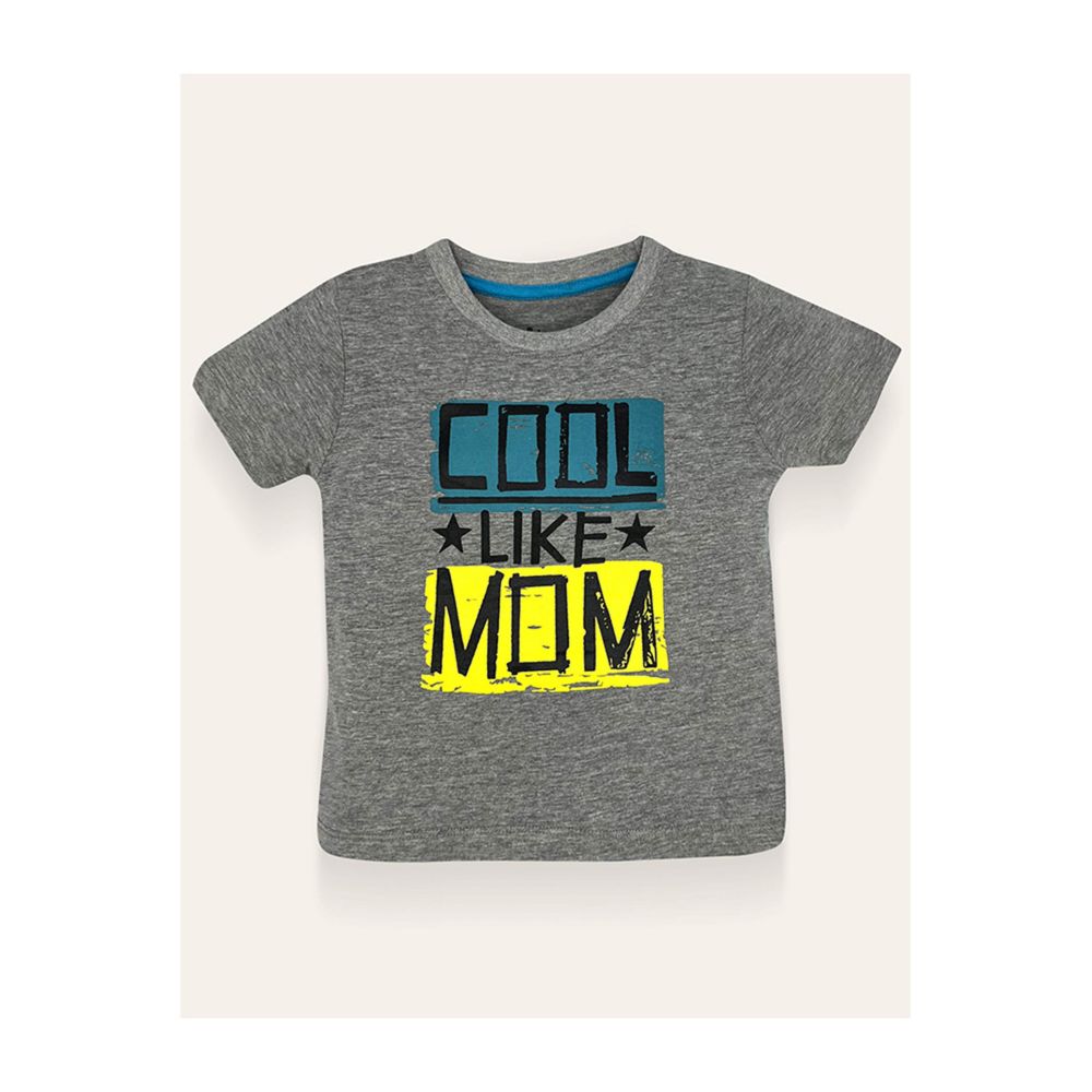 IXAMPLE Boys Heather Grey Cool Mom Printed Tee