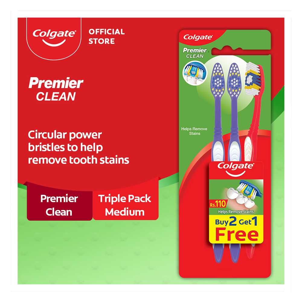 Colgate Premier Clean Medium Toothbrush Buy 2 Get 1 Free