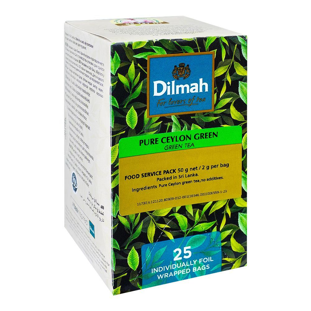 Dilmah Pure Ceylon Green Tea, All Natural, 25 Tea Bags