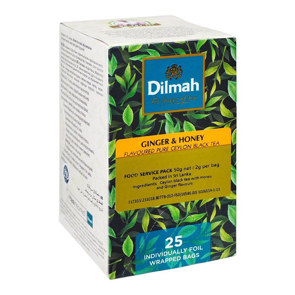 Dilmah Ginger & Honey Flavoured Ceylon Black Tea, 25 Tea Bags