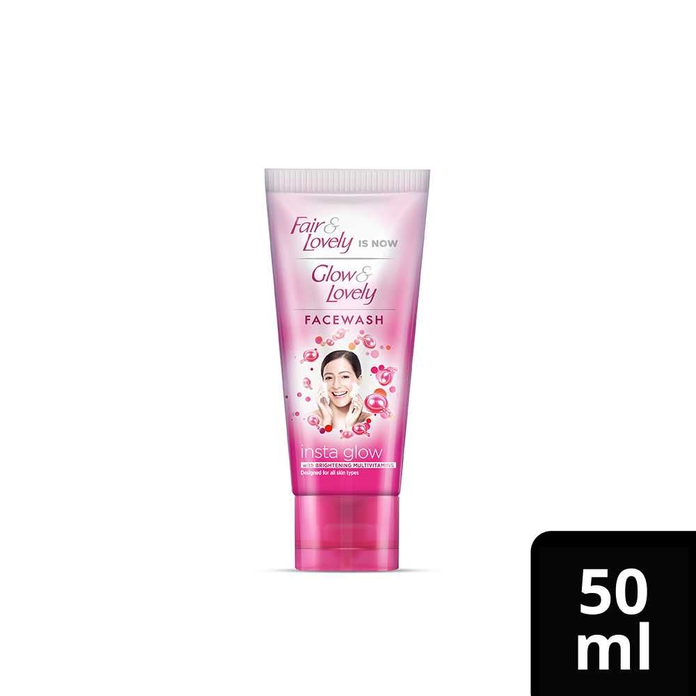 Fair & Lovely Is Now Glow & Lovely Insta Glow Face Wash, All Skin Types, 50g