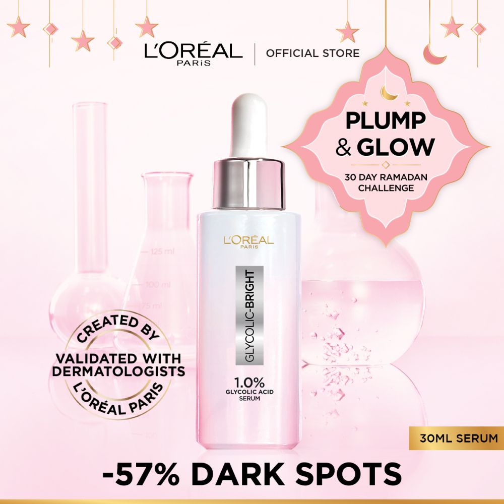 L'Oreal Paris Glycolic Bright Instant Glowing Serum, Reduces 57% Dark Spots, 30ml