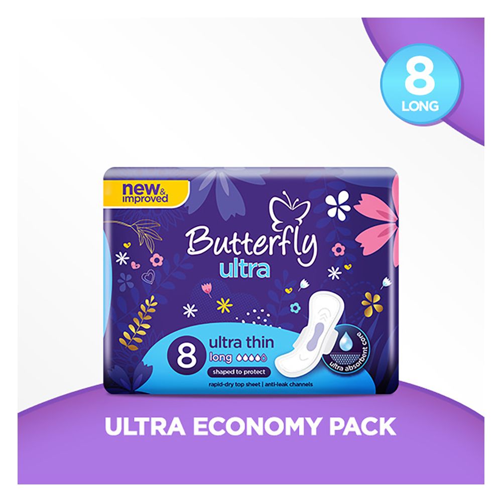 Butterfly Max Pro Gel Ultra Pads, Long, 8-Pack