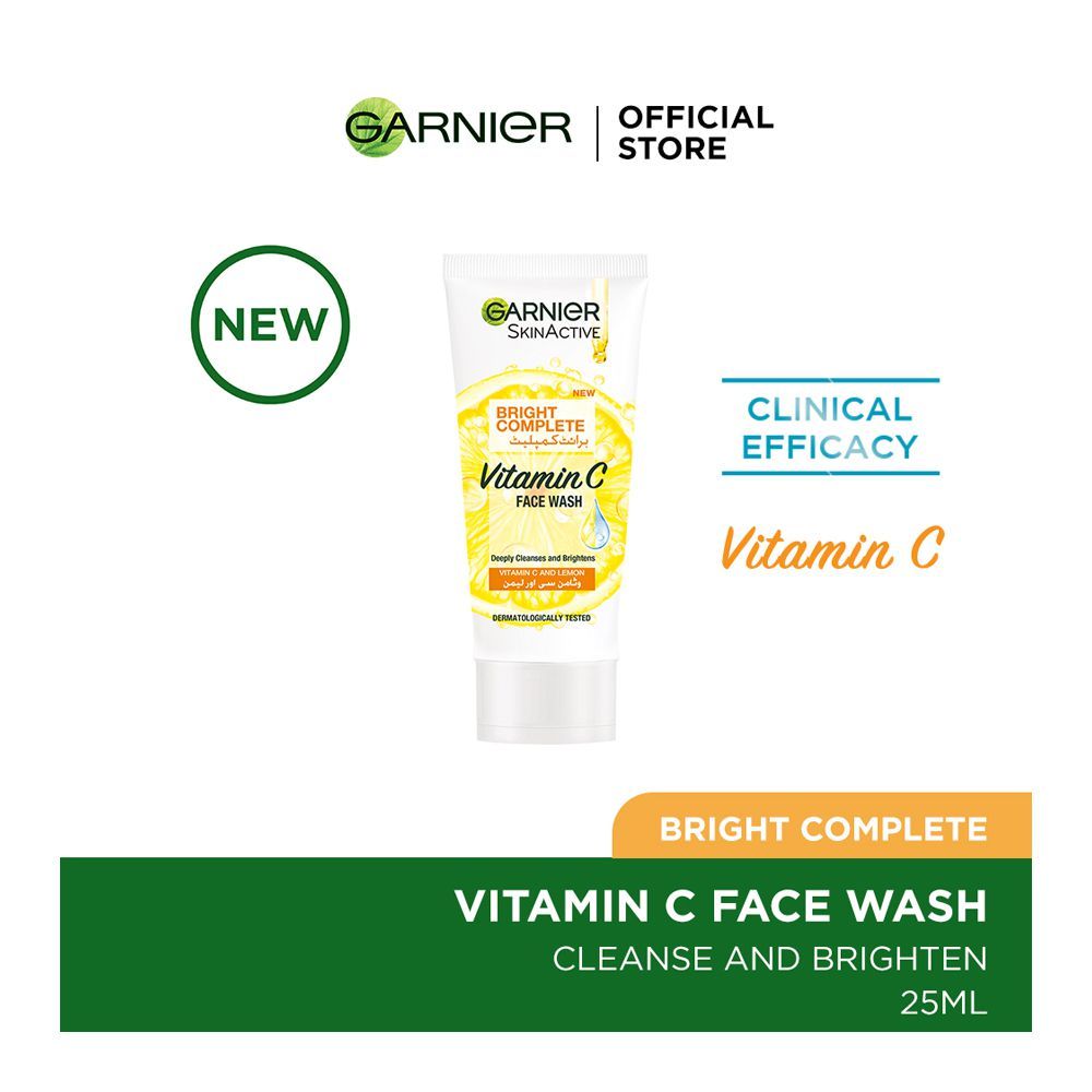 Garnier Skin Active Bright Complete Vitamin C Face Wash, 25ml