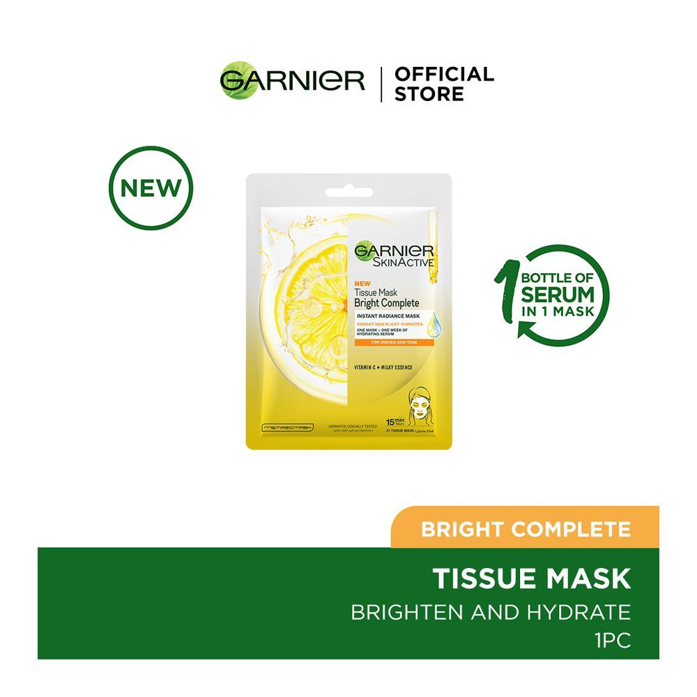 Garnier Skin Active Tissue Mask Bright Complete, Instant Radiance Mask, 28g