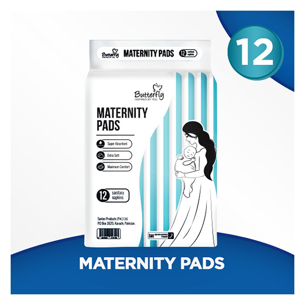 Butterfly Maternity Pads Sanitary Napkins, 12-Pack