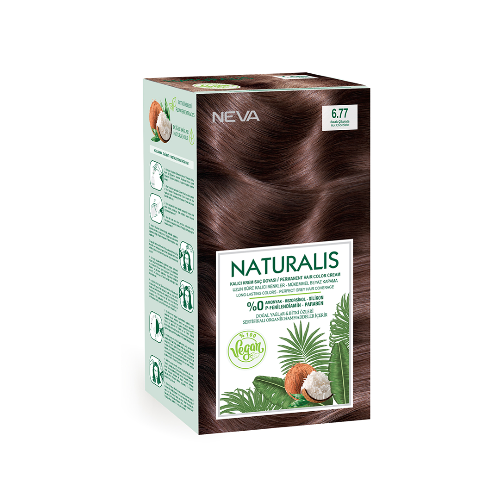 Neva Naturalis Hair Color, 60ml, Kit Pack No. 6.77 Hot Chocolate