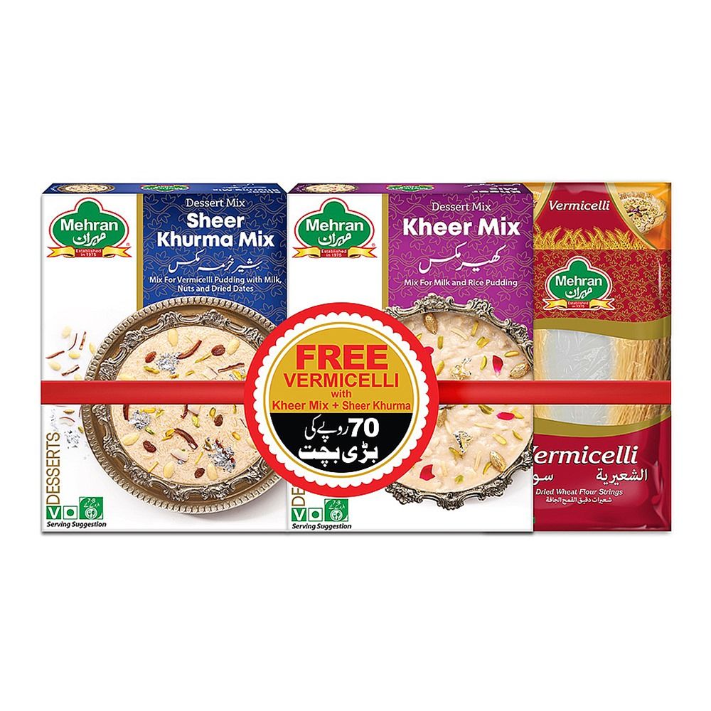 Mehran Sheer Khurma Mix 160g, Kheer + Sheer Khurma + Vermicelli, 3-Pack