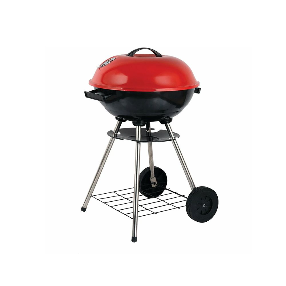 AJF Portable Kettle BBQ Charcoal Grill, Height 22.44 & Diameter 17 Inches, Smoked Barbecue, Stainless Steel Stands & Wheels