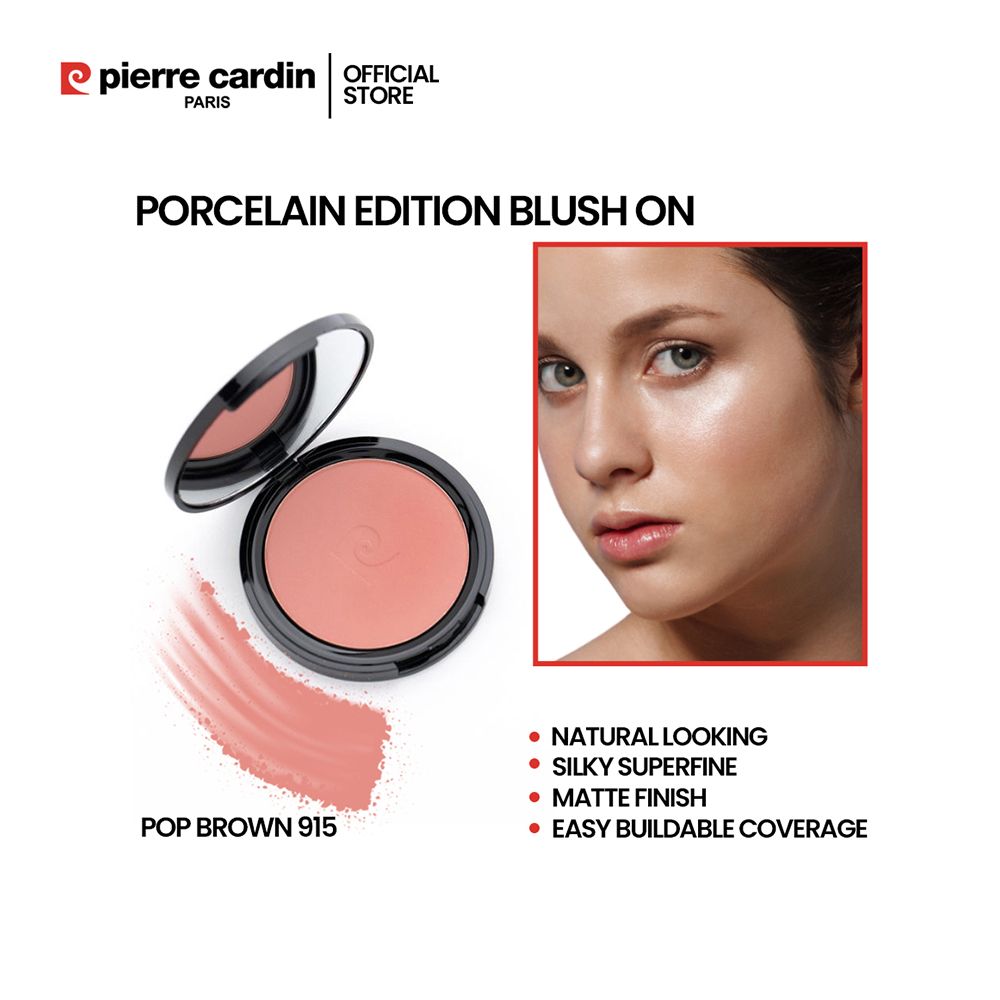 Pierre Cardin Paris Porcelain Edition Blush On, Natural Soft & Blendable, Silky Superfine Powder, 13g, Pop Brown 914