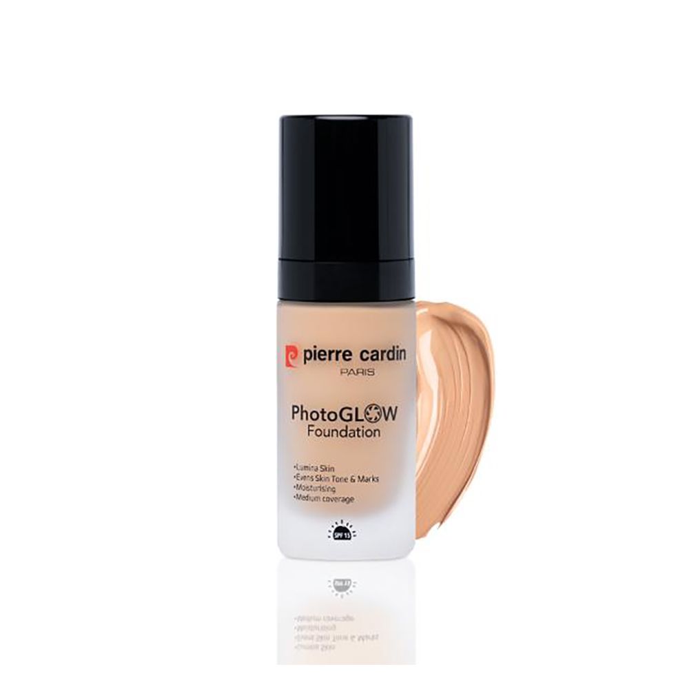 Pierre Cardin Paris Photoglow Foundation, Medium Coverage, Evens Skin Tons & Marks, SPF 15, Warm Yellow 404