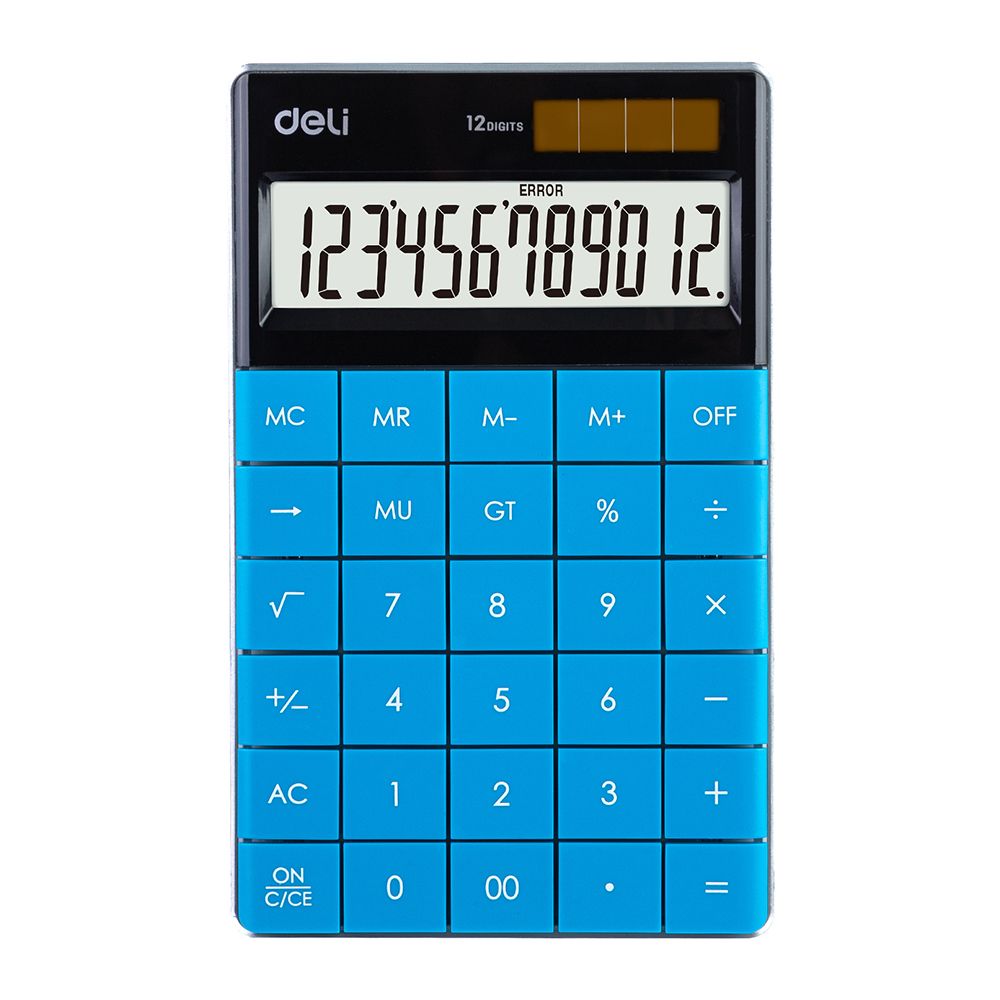 Deli Touch Series Acrylic Keys 12-Digits Desktop Calculator, Blue, E1589