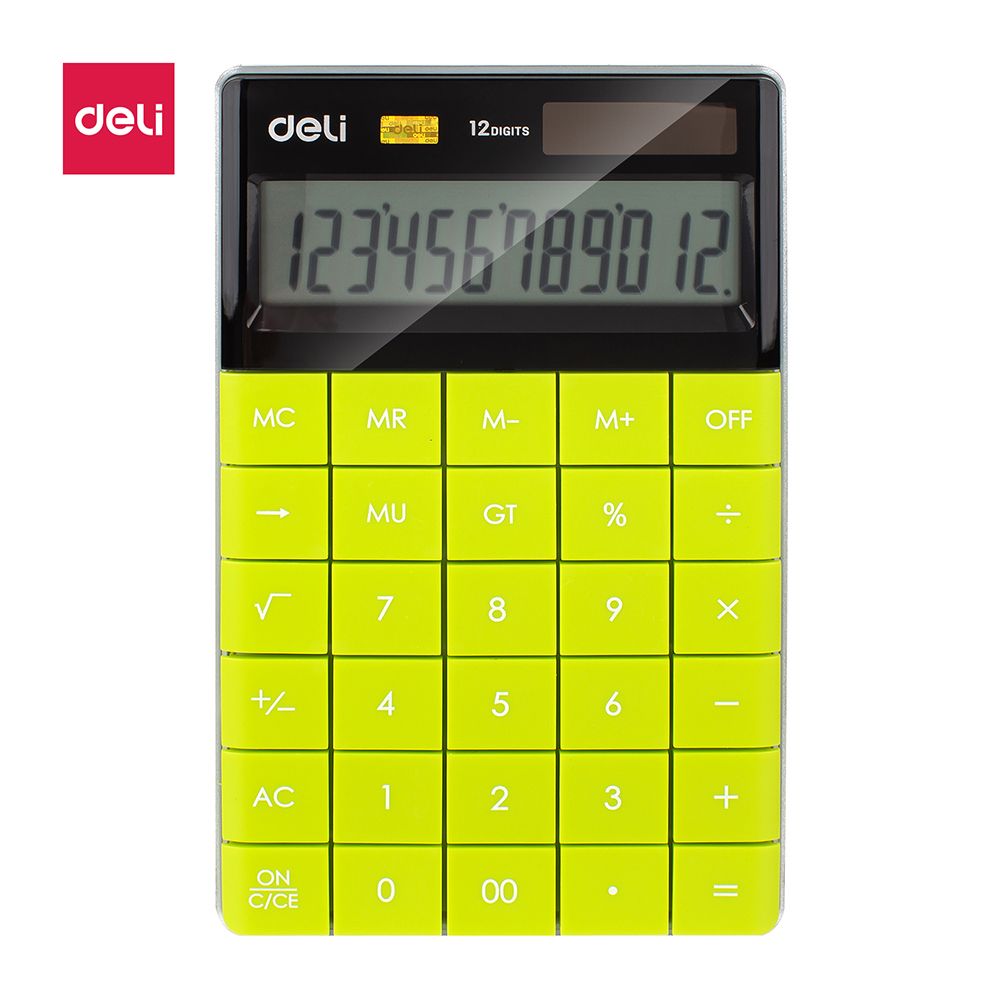 Deli Touch Series Acrylic Keys 12-Digits Desktop Calculator, Green, E1589