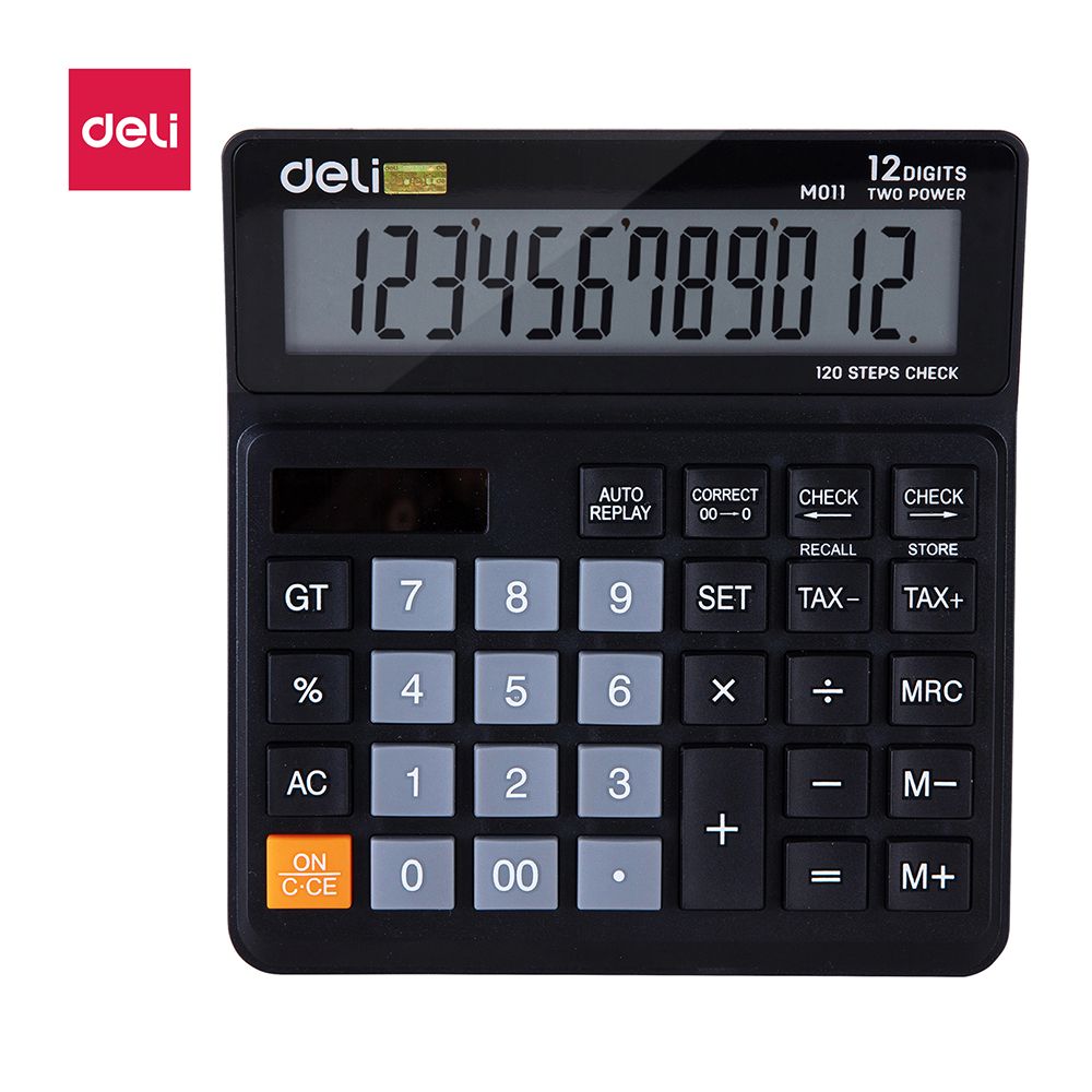 Deli 12 Digits Small Desktop Calculator, Black, EM01120