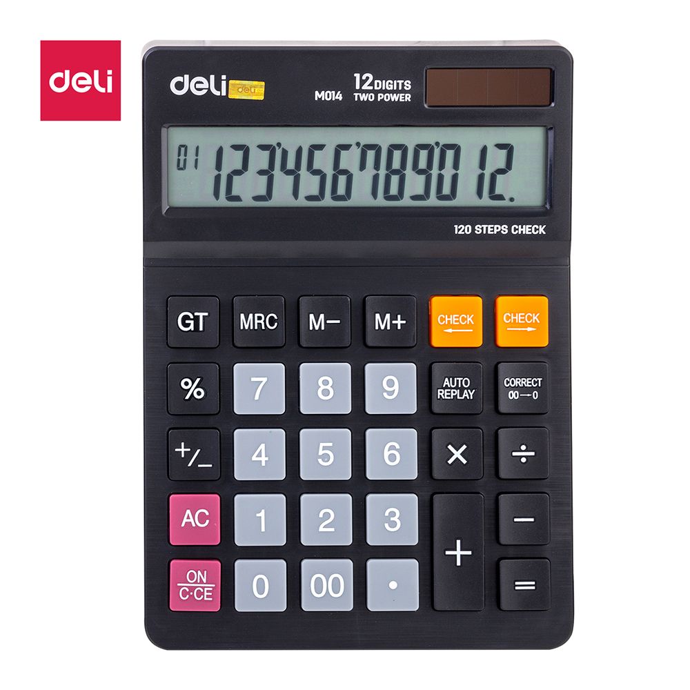 Deli 12 Digits Desktop Calculator, Black, EM01420