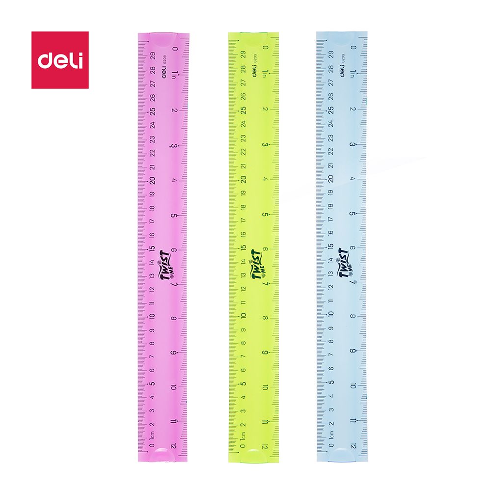 Deli 30cm/12" Flexible Ruller, Assorted Colors, E6209