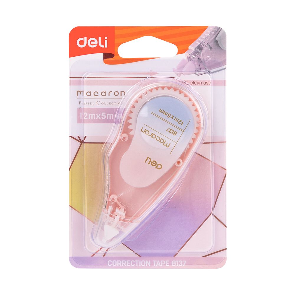 Deli Correction Tape, 12m X 5mm, Pink, E8137