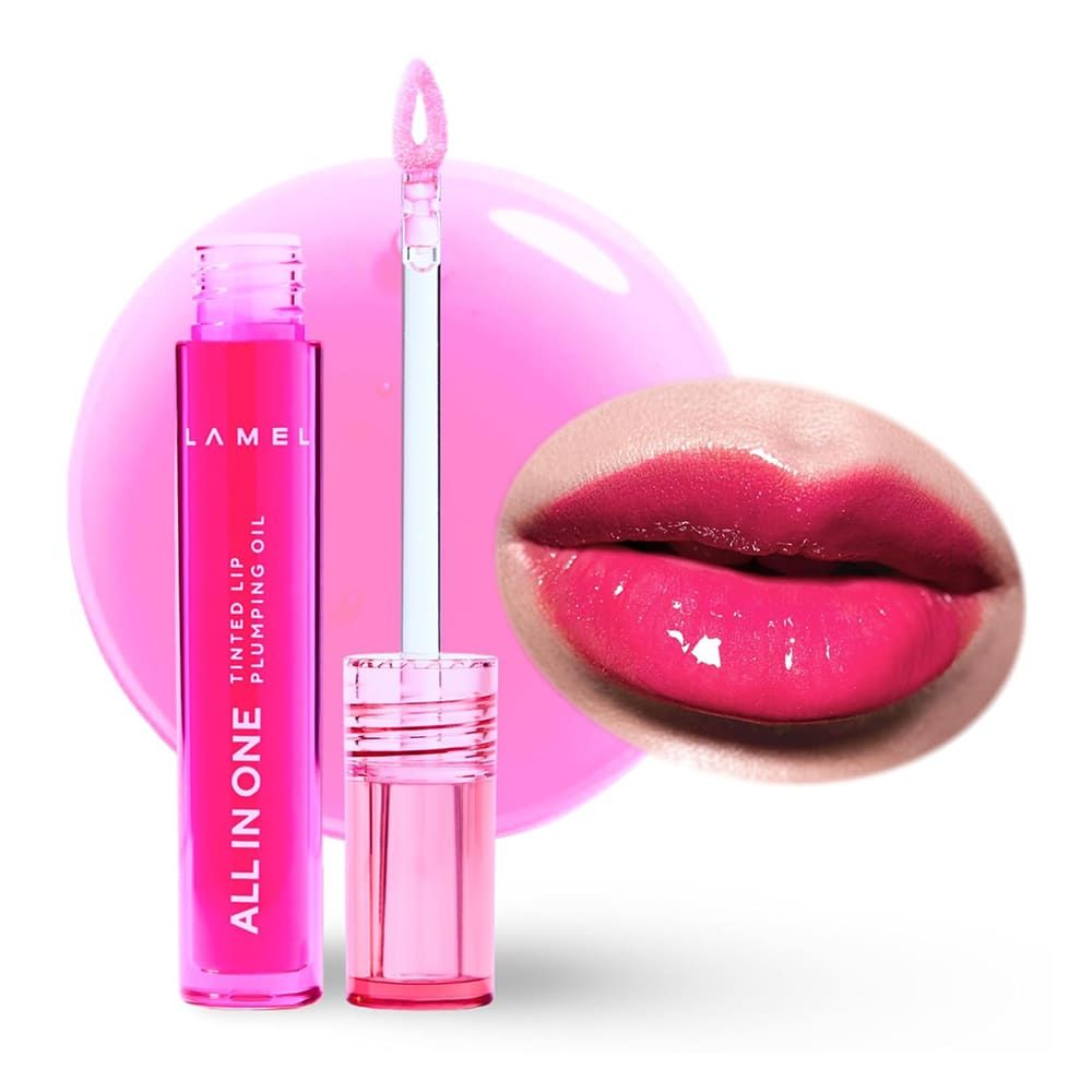 LAMEL All in One Lip Tinted Plumping Oil, 404 Berry Ice