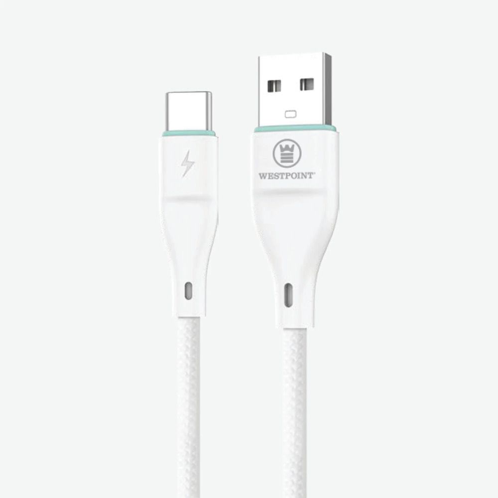 West Point 2.4A USB-C Data Cable, White, WP-341