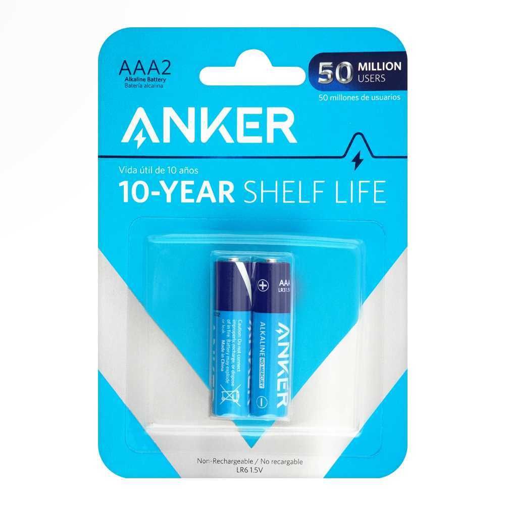 Anker Long Lasting Alkaline Non-Rechargeable Batteries, AAA2, B1820H11