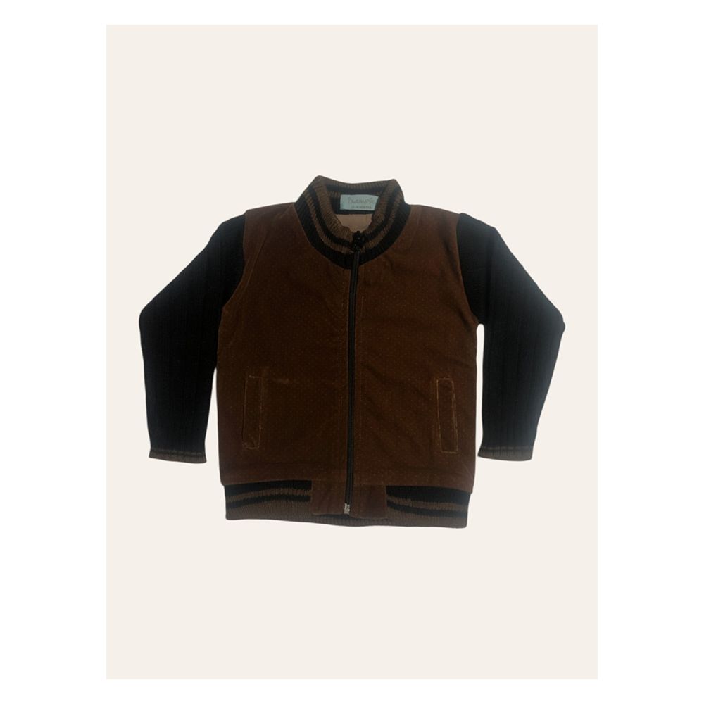 IXAMPLE Boys Suede Zipper Jacket, Brown & Black, IXBJK 15016