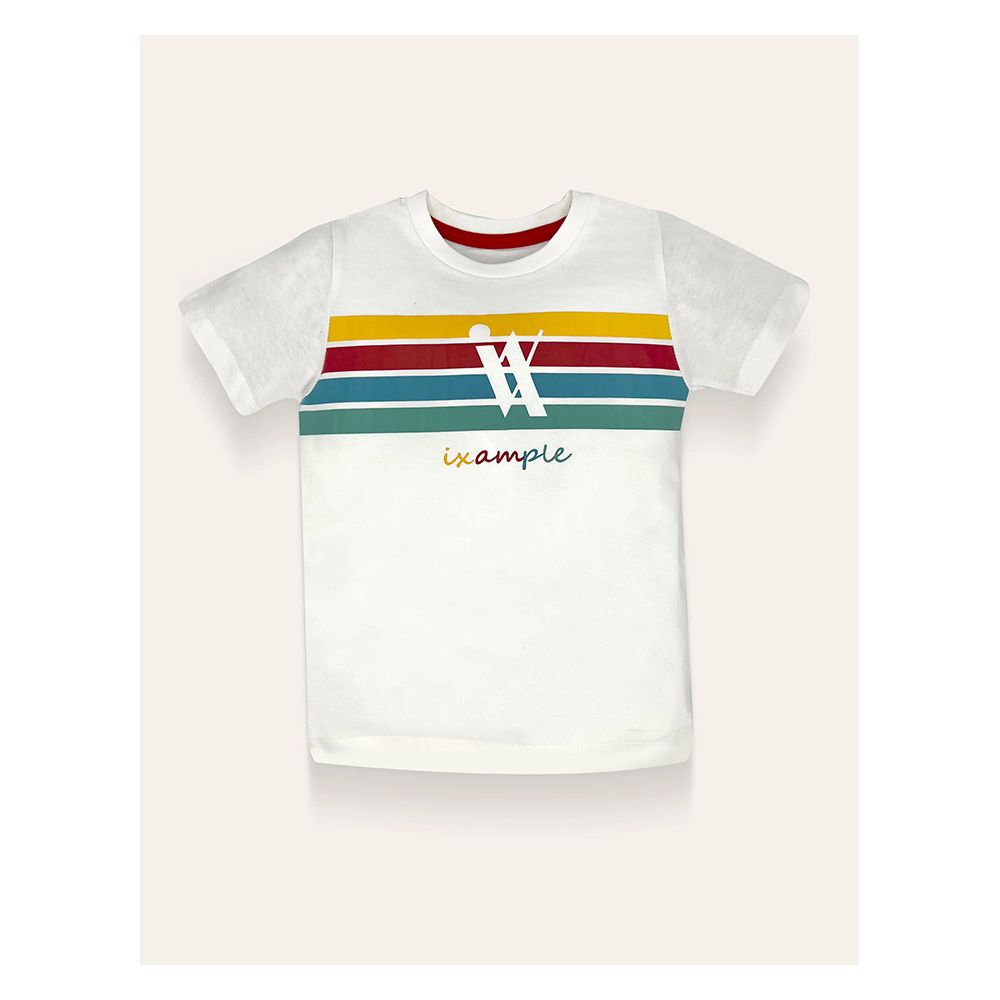 IXAMPLE Boys White Ix Striped T-Shirt