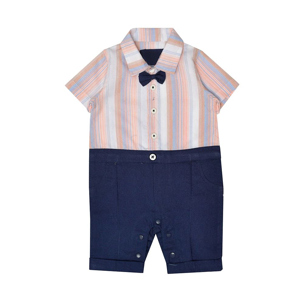 IXAMPLE Boys Navy Shirt Styled Romper