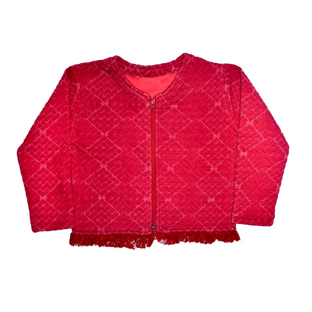IXAMPLE Boys Red Cable-knit Zipper Hoody, Red, IXWBHJ 140521