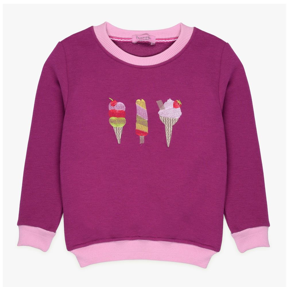 Ixample Girls Ice Cream Embroidered Sweatshirt, Magenta, IXWGSS 74037